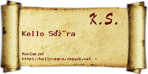 Kello Sára névjegykártya